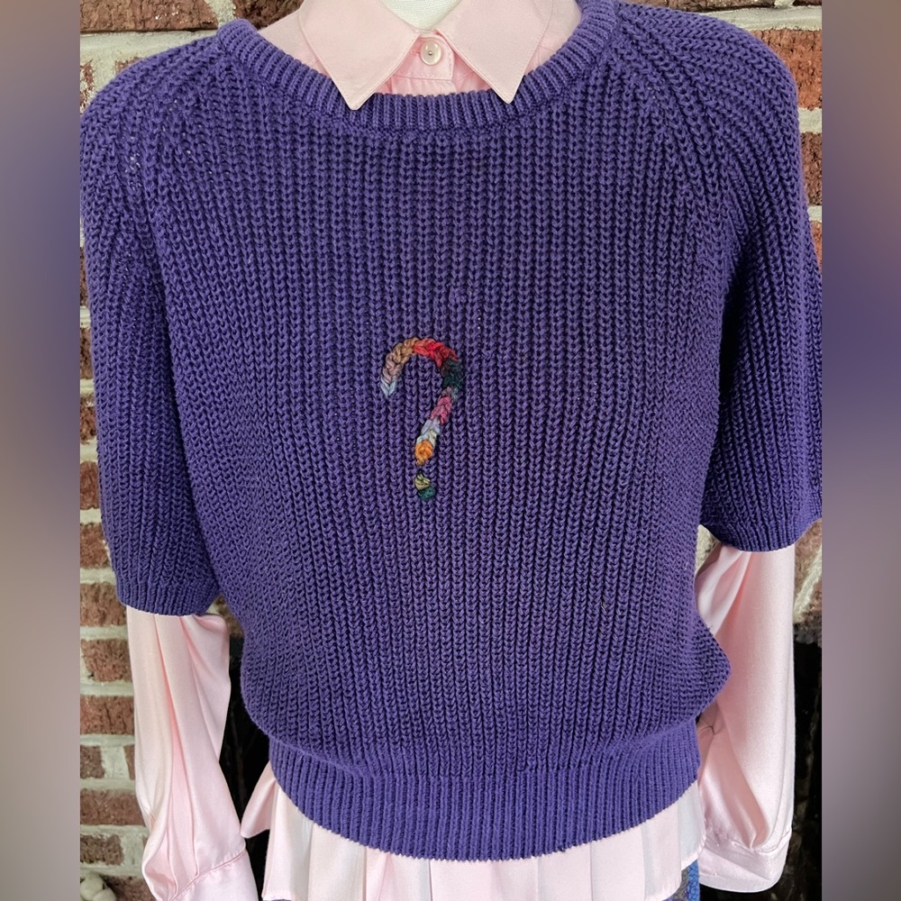 VINTAGE/UPCYCLED purple knit sweater by rainbow